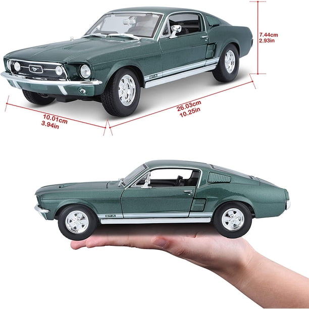 1967 Ford Mustang GTA Fastback Green Metallic with White Stripes 1
