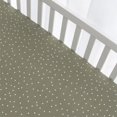thumbnail image 1 of Living Textiles Cotton Jersey Fitted Crib Sheet - Olive Spots, 1 of 3