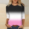 thumbnail image 2 of VSSSJ Hauts à Manches 3/4 pour Femmes Décontractés Tendance à Imprimé Dégradé Manches Raglan Col Ras du Cou Coupe Décontractée Tunique T-Shirt Respirant Noir m, 2 of 5