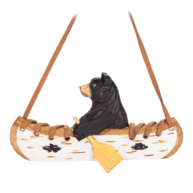 Ensemble de 4 Ours en Canot Ornement Sculpté