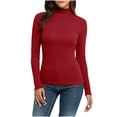 thumbnail image 2 of HongQid Chandails à Col Roulé à Manches Longues pour Femmes sous-Vêtements Thermiques Hauts Basiques Coupe Ajustée Mode d'Automne Haut Léger, 2 of 9