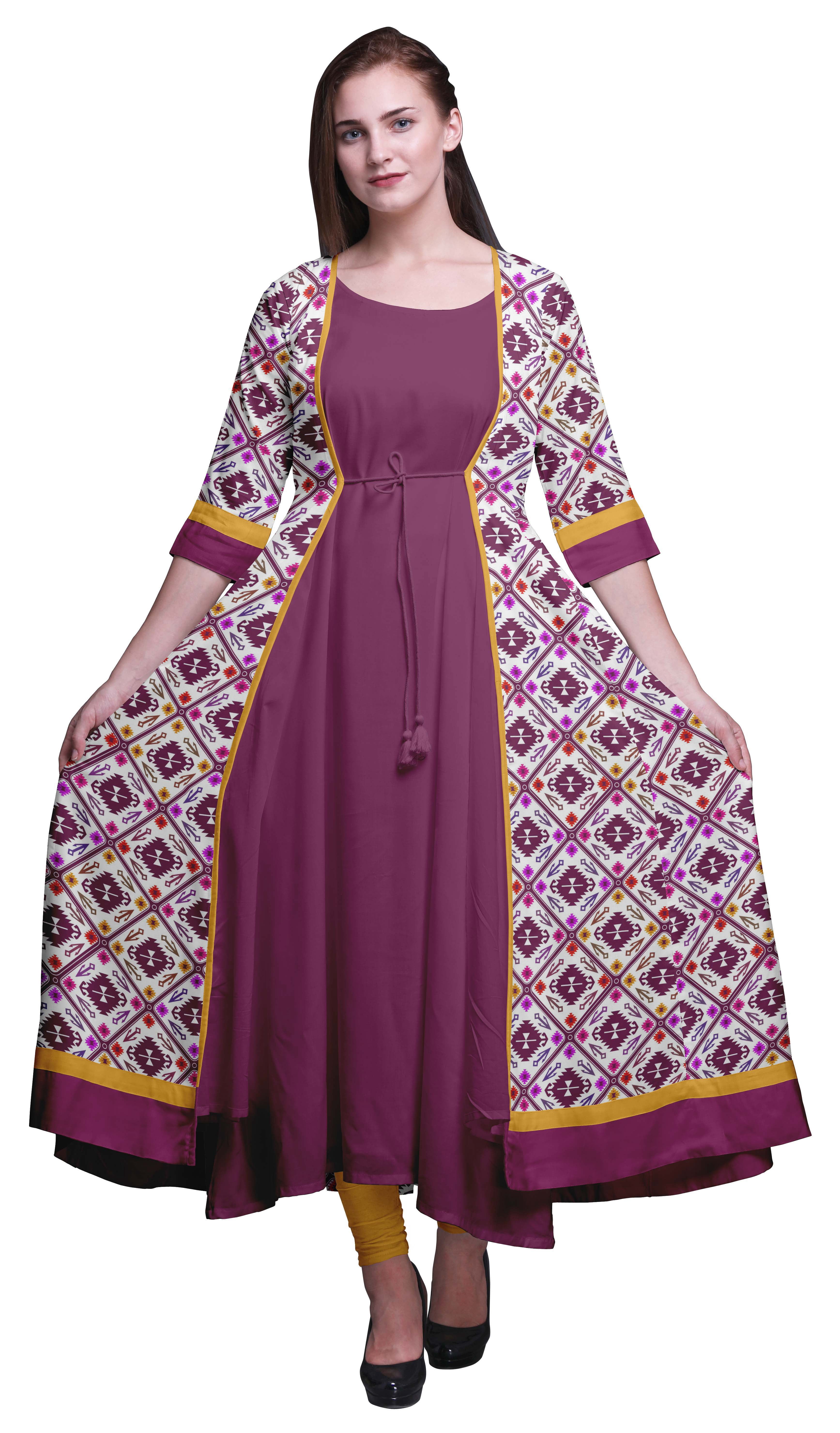 Bimba Printed Anarkali DressForWomen Long Flared Kurti Chic Style Ethnic Kurta