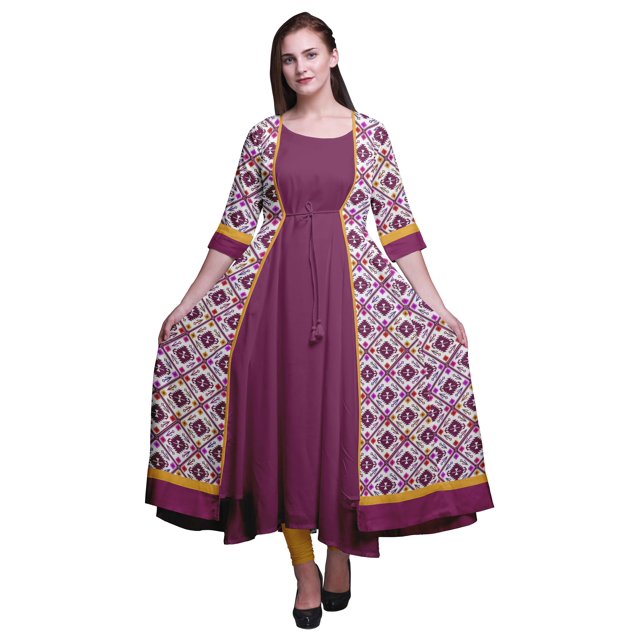 Bimba Kurtis Indiennes pour Femmes Tenue de Fête Anarkali Kurta Imprimée Évasée Kurti Ethnique