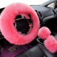 thumbnail image 3 of HLONK 3Pcs/Set Faux Wool Steering Wheel Gear Shift Rod Brake Fluffy Cover Car Decor, 3 of 7