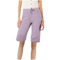 thumbnail image 1 of AherBiu Womens Shorts Casual High Waisted Drawstring Relaxed Fitted Short Summer Knee Length Shorts, 1 of 4