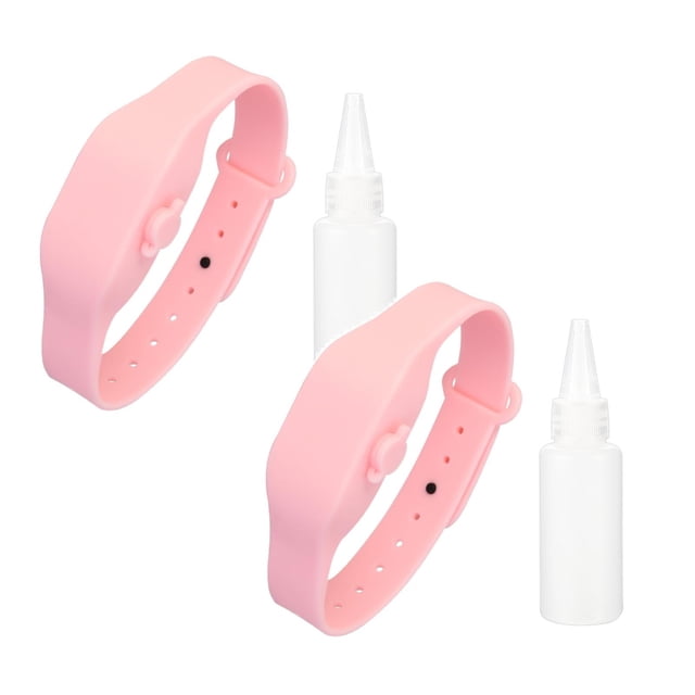 Oleegame 2PC Wristband Hand Dispenser This Wearable Hand Sanitizer Dispenser Pumps Disinfecta Pink