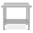 thumbnail image 2 of Senfot 48 x 24 x 35 Inch Double Layer Stainless Steel Workbench, Stationary Utility Table without Casters, Equipped with Rear Back Panel for Kitchen Garage, 2 of 9
