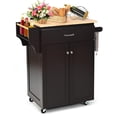 thumbnail image 1 of Giantex Kitchen Island w/Storage Cabinets, Trolley Cart w/Adjustable Height Shelves & Wheels, Spice Rack, Towel Rack, Espresso, 1 of 10