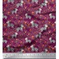 thumbnail image 1 of Soimoi Pink Modal Satin Fabric Leaves,Floral & Animal Cartoon Print Fabric by Yard 42 Inch Wide, 1 of 3