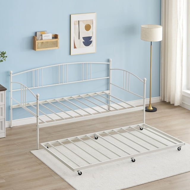 EDTara Steel Slat Support Metal Daybed, Elegant Arched Headboard Design, Easy Assembly for Guest Room