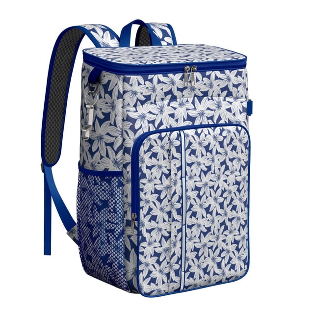 Vibrant Colorful Floral Insulated Backpack Cooler, Leakproof Cooler Bag with Exotic Flower Pattern for Outdoor Use