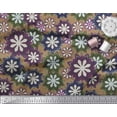 thumbnail image 2 of Soimoi Brown Poly Georgette Fabric Artistic Floral Printed Fabric 1 Yard 42 Inch Wide, 2 of 5