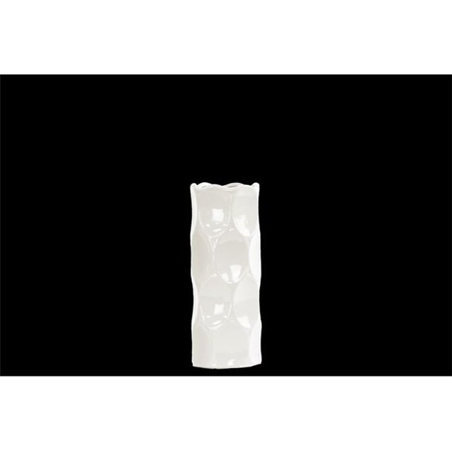 Urban Trends Collection 24426 Ceramic Round Cylindrical Vase With Dimpled Sides, Small - White