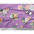 thumbnail image 3 of Soimoi Red Rayon Fabric Asiatic Lily Floral Decor Fabric Printed Yard 56 Inch Wide, 3 of 3