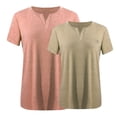 thumbnail image 3 of Timegard Haut 2 Pcs Grande Taille pour Femmes Été Manches Courtes Col en V Blouse Confortable Décontractée Mi-Longue, 3 of 3