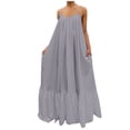 thumbnail image 2 of Meichang Robes Maxi pour Femmes 2024 Grande Taille Robe d'Été Fluide Évasée Robes de Plage Unie Coupe Ample Robe Camisole Décontractée Longues Robes, 2 of 8