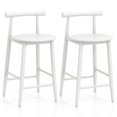 thumbnail image 1 of Costway Bar Chair Counter Height Stools Set of 2 with Acacia Wood Frame Supporting Legs White, 1 of 8