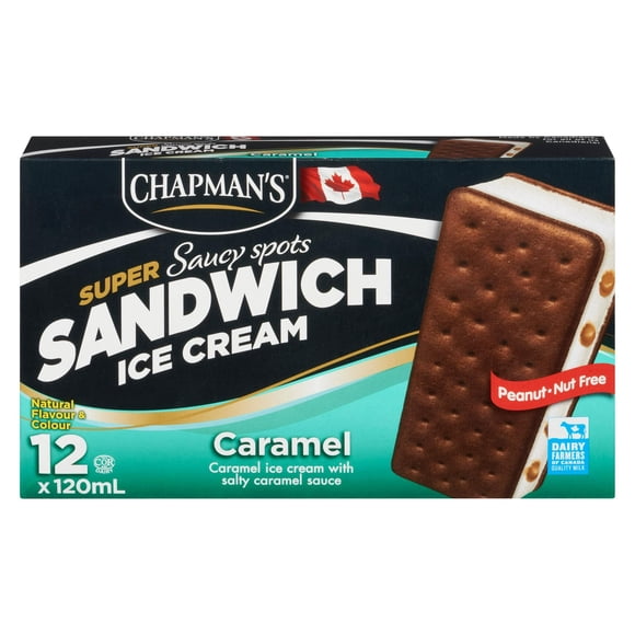 Chapman's Caramel Saucy Spots Ice Cream Super Sandwich in a Box, 12 x 120mL