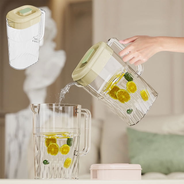 Fridja 2500ML Plastic Pitcher with Lid and Spout, Large Capacity Water Pitcher for Hot/Cold Water, Large Iced Tea Pitcher for Lemonade, Coffee, Juice, Iced Tea and Beverage, Green