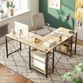 thumbnail image 4 of Bestier 95.5 inches L-Shaped Computer Desk Long Table for Home Office Oak, 4 of 7