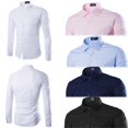 thumbnail image 3 of Chemise Homme Coupe Ajustée Manches Longues Boutonnée Hauts Tenue Formelle Affaires Travail Tissu de Luxe, 3 of 5