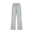 thumbnail image 4 of Women Fashion High Waisted Wide Leg Pants Drawstring Elastic Trousers Comfy Straight Leg Long Pants With Pockets, 4 of 5