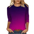 thumbnail image 1 of VSSSJ Hauts à Manches 3/4 pour Femmes Décontractés Tendance à Imprimé Dégradé Manches Raglan Col Ras du Cou Coupe Décontractée Tunique T-Shirt Respirant Bleu Foncé TTG, 1 of 4