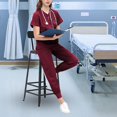 thumbnail image 2 of Tachiuwa Women Uniform Scrub Set Nurse Uniform Durable V Neck Machine Washable Breathable XL, 2 of 5