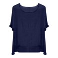 thumbnail image 4 of T-Shirts Femmes Mini T-Shirt d'Été à Manches Courtes Uni Décontracté Ample en Lin - Hontri, 4 of 4