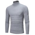 thumbnail image 1 of Men Cotton High Neck Pullover Sweater Tops Turtleneck Shirts Light Gray 3XL, 1 of 4