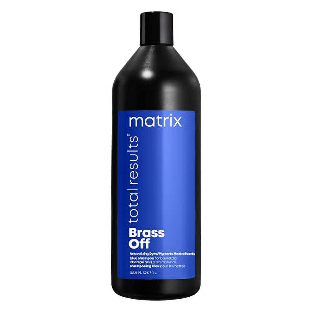 MATRIX Total Results Brass Off Color Depositing Blue Shampoo | Refreshes Hair & Neutralizes Brassy Tones in Lightened Brunettes | For Color Treated Hair | 33.8 Fl Oz