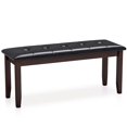 thumbnail image 1 of Gymax Upholstered PU Dining Room Bench Solid Wood Button Tufted Dining Room Bench, 1 of 9