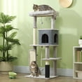 thumbnail image 2 of PawHut 52 Inch Cat Tree with Scratching Posts, Cat Bed, Condo, Light Grey, 2 of 10
