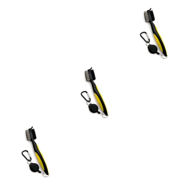 Redempat Stainless Steel Golf Club Brush Portable Solid Color Shoe Brushes Yellow Lidless 3Set