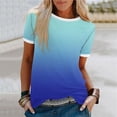 thumbnail image 2 of Haut à Manches Courtes pour Femme, Blouse Décontractée à Imprimé Dégradé avec Détail Patchwork, T-Shirt à Col Rond pour le Quotidien, 2 of 5