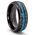 thumbnail image 1 of Tungsten Carbide Mens Wedding Band Blue Titanium Shaving Inlay Engagement Ring Black, 1 of 3