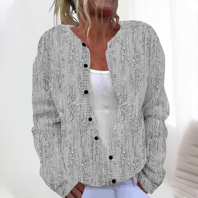 LOVZFMLL Cardigan for Women Ladies' Casual Printed Knitted Cardigan With Button Up Jacket And Top