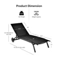 thumbnail image 4 of Costway Lot de 2 Chaises Longues d'Extérieur Réglables pour Patio, Fauteuils Inclinables à 6 Positions avec Roues, Noir, 4 of 6