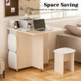 thumbnail image 4 of Stmoze Ensemble de Table à Manger Extensible pour 4, Table de Cuisine Pliante Rectangulaire avec Roues et Étagère de Rangement, Table à Manger Pliable avec 4 Tabourets en Cuir, Ensemble de Salle à Manger 5 Pcs pour Petit Espace, Chêne, 4 of 7
