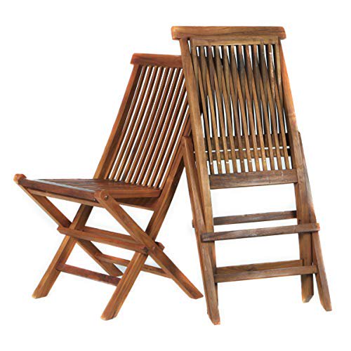 All Things Cedar TF22-2 Ensemble Combiné à Prix Spécial de Chaises Pliantes en Teck (Ensemble de 2), Sans Coussin