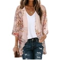 thumbnail image 1 of TIMIFIS Womens Floral Chiffon Kimono Cardigans Loose Beach Cover Up Half Sleeve Tops-Beige-2-MFall, 1 of 5