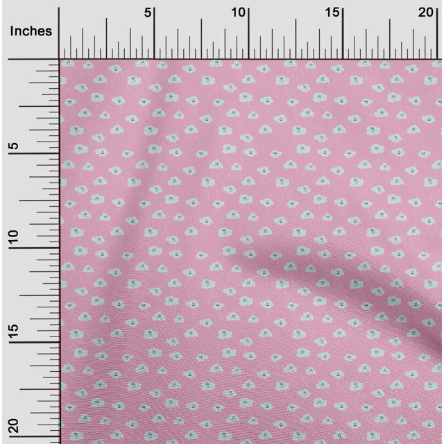 oneOone Cotton Poplin Fabric Rainy Clouds Nature Print Fabric BTY 56 Inch Wide