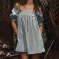 thumbnail image 3 of BEFOKA Robe pour Femme Grande Taille, Liquidation de Robes d'Été pour Femmes, Robe d'Été Mini pour Femme Robe de Plage Ligne A Décontractée Ample Robe Soleil avec Poches Plissée à Manches Courtes Col Évasé, 3 of 4