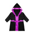 thumbnail image 3 of Yeahdor Enfants Garçons Robe de Boxe Art Martial Muay Thaï Uniforme Manches Longues Kick Boxe Robe à Capuche Ensembles Noir&Rose Vif A 6, 3 of 5