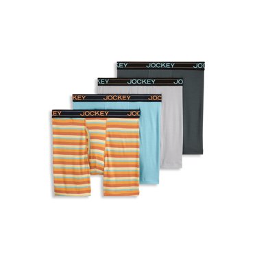 Jockey Men's Lightweight Cotton Blend 7" Long Leg Boxer Brief - 4 Pack