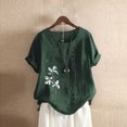 thumbnail image 3 of Birdeem Womens Fashion Summer Round Neck Leisure Short Sleeve Printed Buttons Tops, 3 of 5