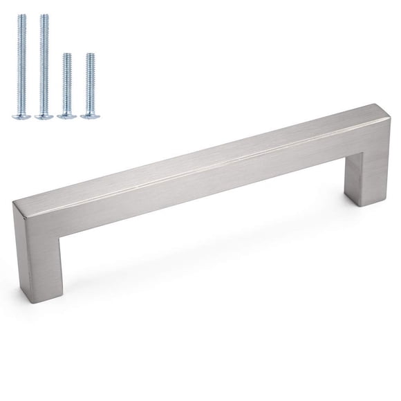 homdiy 25 Pack 4 Inch Brushed Nickel Cabinet Pulls Square Cabinet Handles - Modern Kitchen Cabinet Handles Stainless Steel Cabinet Hardware for Drawer, Cupboard