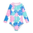 thumbnail image 1 of MIASHUI Girls One Piece Swimsuits Long Sleeve Zipper Bathing Suits Swimwear,Pink,12-24 Months, 1 of 4