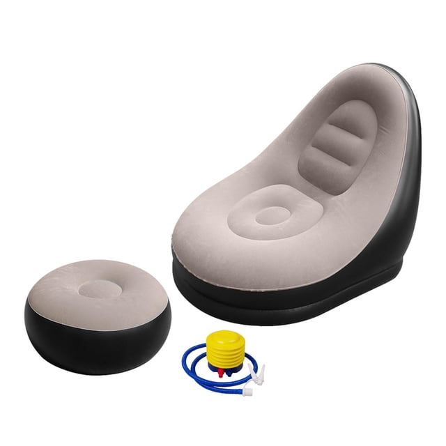 GUOOL Inflatable Lounge Chair with Foot Stool Couch for Bedroom Backyard Farmhouse Coffee