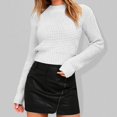 thumbnail image 2 of PMUYBHF Femme Femmes Cardigan Chandail Femme Couleur Unie Élégant Tricot Chandail à Enfiler Manches Longues Col Rond Coupe Ajustée Chandail TTG, 2 of 6